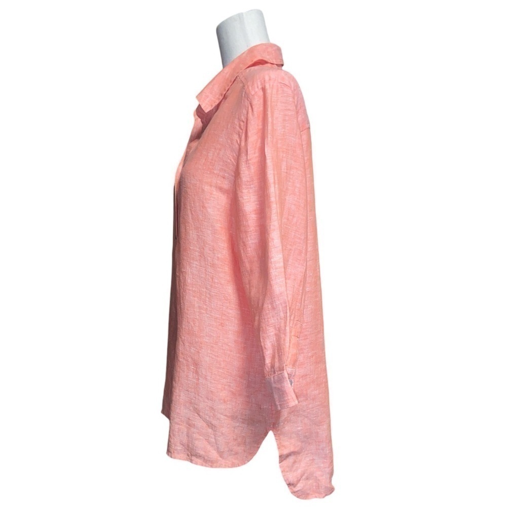 Chicos Linen 2/4 sleeve shirt in Coral | Sz 1/M - Picture 2 of 7